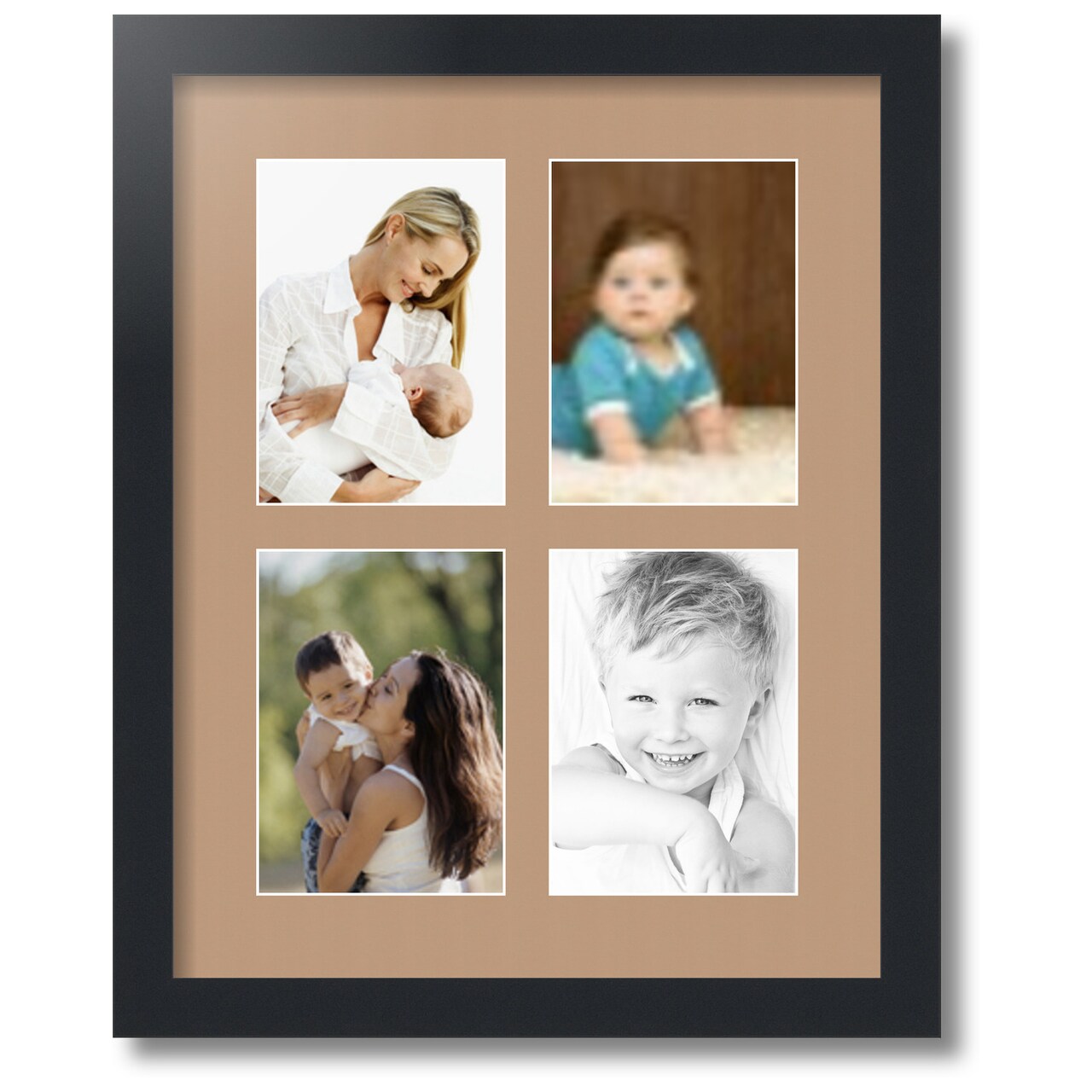 ArtToFrames Collage Photo Picture Frame with 4 - 5x7 inch Openings, Framed in Black with Over 62 Mat Color Options and Regular Glass (CSM-3926-3)
